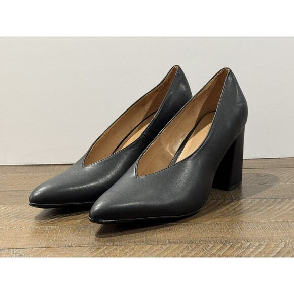 Naturalizer Black - Paden - Chunky Block Heel Pointed Toe Pump - Women's Size 11 - Picture 4 of 11